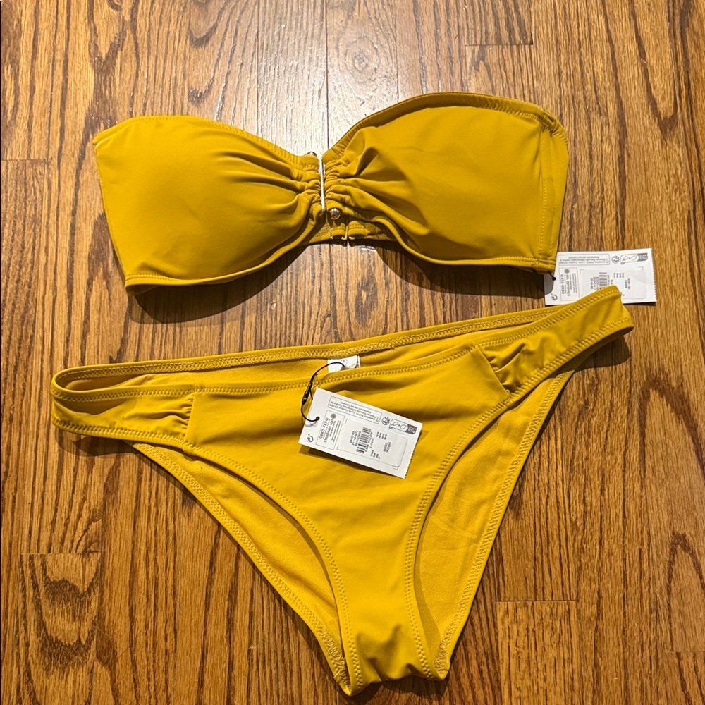 Yellow Strapless Bikini Set